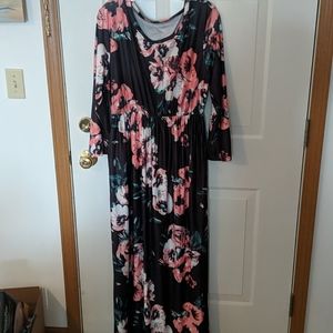 Black floral maxi dress